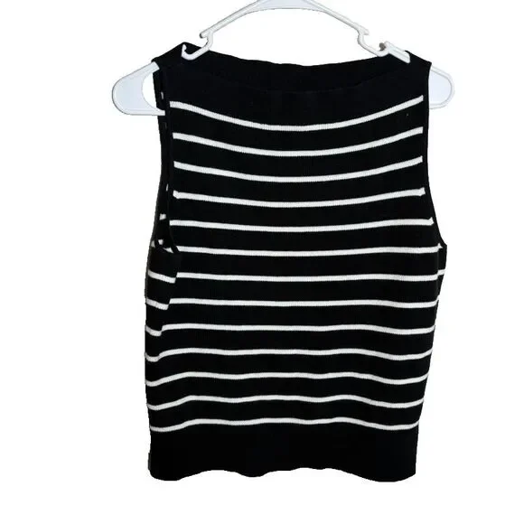 Banana Republic Tank Top Women's Medium Knit Striped Sleeveless Boxy Sweater - Picture 1 of 8